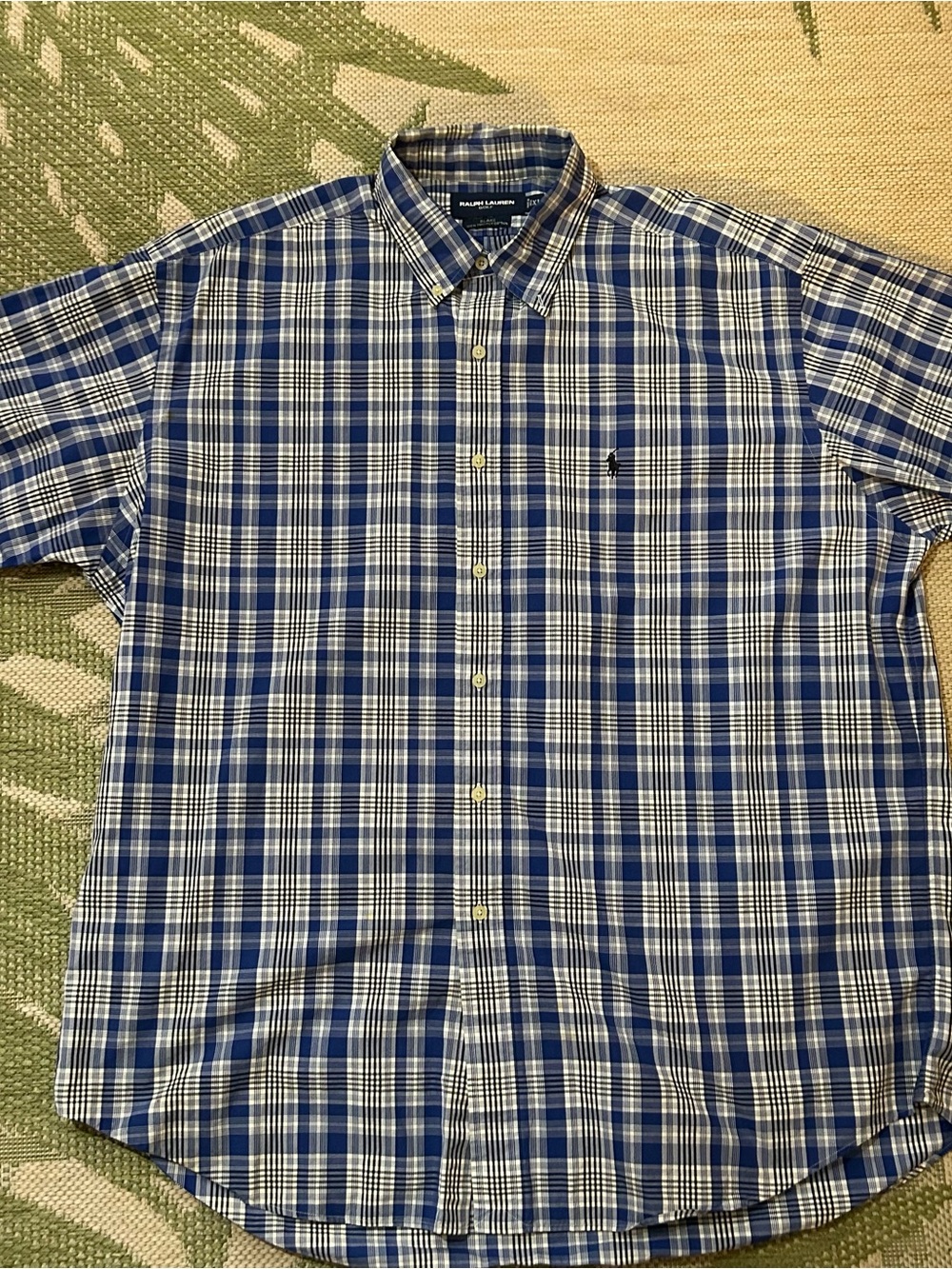 Ralph Lauren Blue and White Plaid Button-Down Shirt